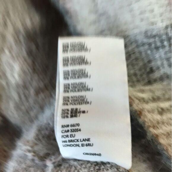 Anthropologie Pilcro Eliza Cream Plaid Sweater Longline Jacket Coat Shacket L - Picture 9 of 12